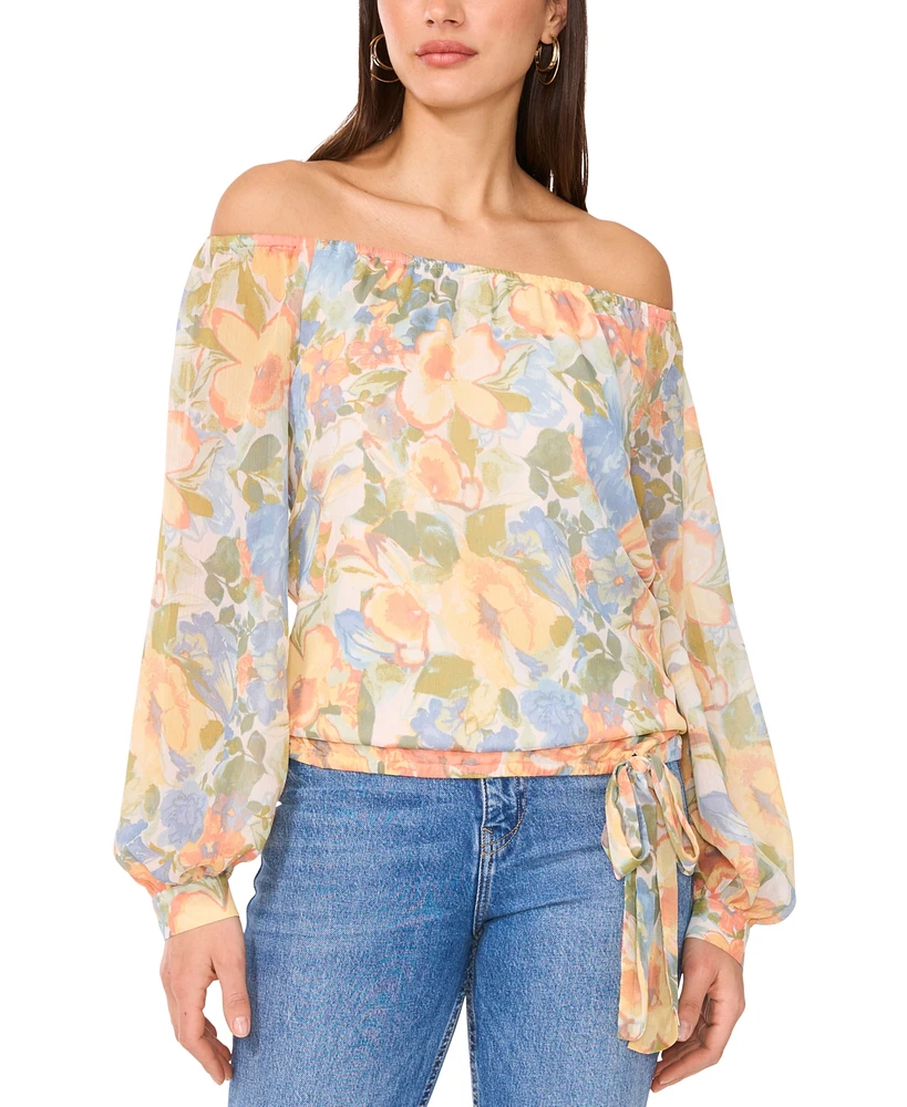 Sam & Jess Women's Printed Off-The-Shoulder Long-Sleeve Top