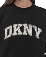 Dkny Sport Women's Rhinestone Logo Crewneck Top