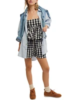 Free People Women's Get Seersucker Cotton Pull-On Shorts