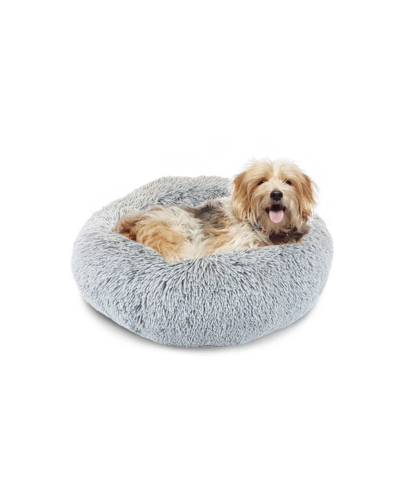 Details Calming Dog and Cat Bed, Soft Round Donut Bed for Pets, Super Lux, Shaggy Fur Cushion Beds