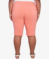 Hearts Of Palm Plus Spring Forward Solid Tech Stretch Pull On Skimmer Pants