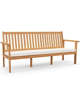 Outdoor 3-Seat Wood Bench 64 Inches Extra Long Acacia Chair with Seat Cushion