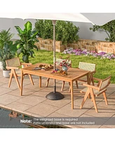 Person Outdoor Acacia Wood Dining Table with 1.96" Umbrella Hole Rectangular