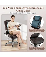Ergonomic Office Executive Chair with Flip-up Armrests and Rocking Function Comfortable and Adjustable Desk Chair