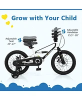 16 Inch Children Bicycle with Training Wheels & Double Disc Brakes Adjustable Seat Magnesium Alloy