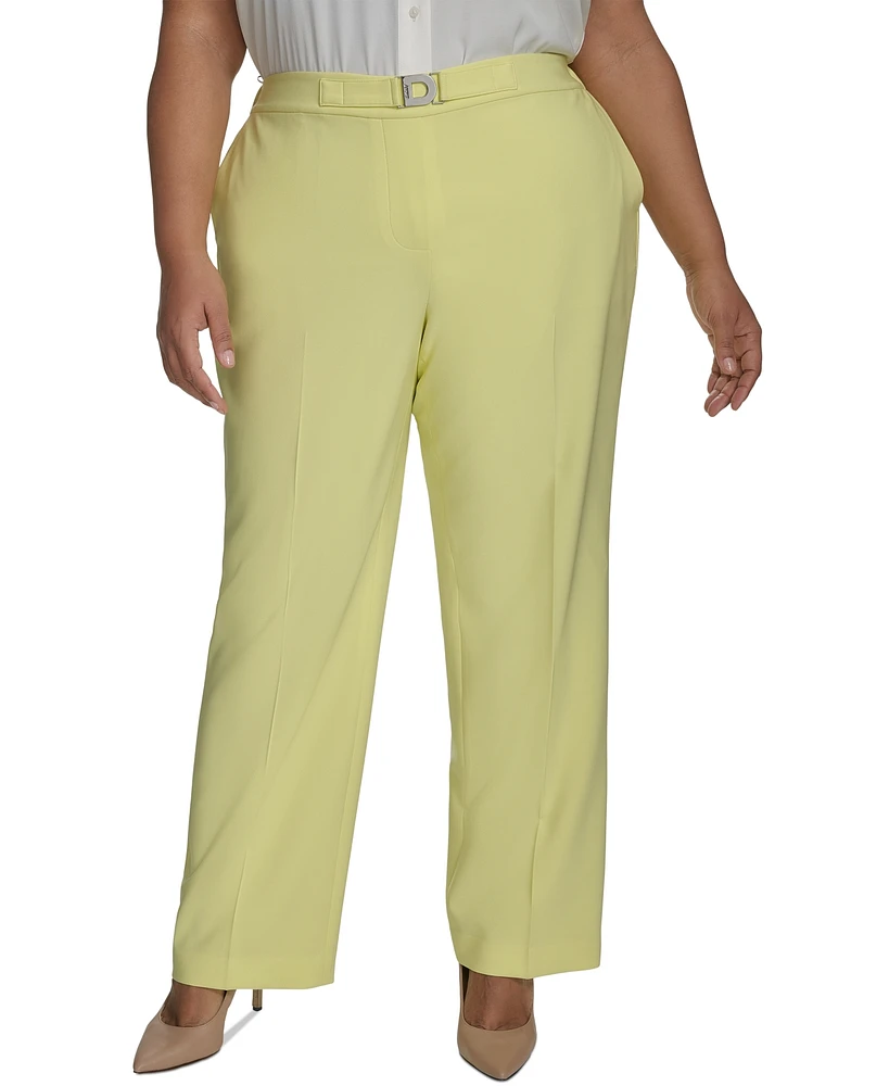 Dkny Plus High-Rise Straight-Leg Ankle Pants