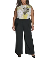 Dkny Plus High-Rise Wide-Leg Crepe Pants
