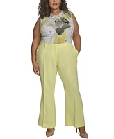 Dkny Plus Mid-Rise Pleated Flare-Leg Pants
