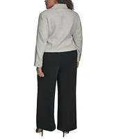 Dkny Plus Cropped Long-Sleeve Tweed Trucker Jacket