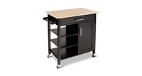 4-Tier Rolling Wood Kitchen Trolley Island Storage Cabinet