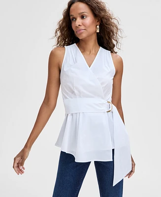 I.n.c. International Concepts Women's Cotton Belted Blouse, Exclusively at Macy's