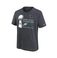 Nike Big Boys and Girls Anthracite Philadelphia Eagles Super Bowl Lix Champions Locker Room Trophy Collection T-Shirt