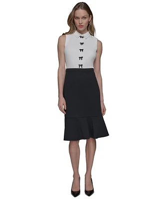 Karl Lagerfeld Paris Women's Bow-Trim Sleeveless Dress