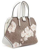 Calvin Klein Audrey Floral Logo Emboss Satchel