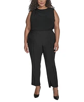 Dkny Plus Mid-Rise Zipper-Pocket Split-Hem Pants