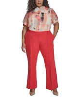 Dkny Plus Pintuck Mid-Rise Flared-Leg Pants