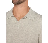 Liverpool Los Angeles Men's Kingston Slim Fit Short Sleeve Textured Stripe Polo Sweater