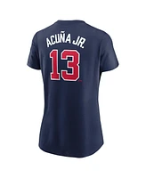 Nike Women's Ronald Acuna Jr. Navy Atlanta Braves Fuse Name Number T-Shirt