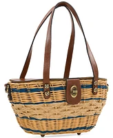 Patricia Nash Thea Mini Rattan Basket Bag with Greek Floral Scarf