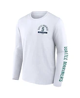 Fanatics Men's White Seattle Mariners Press Box Long Sleeve T-Shirt