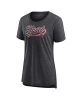 Fanatics Women's Heather Charcoal Miami Heat League Leader Tri-Blend T-Shirt