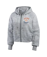 Wear by Erin Andrews Women's Heather Gray Houston Astros Speckled Fleece Cropped Full-Zip Hoodie