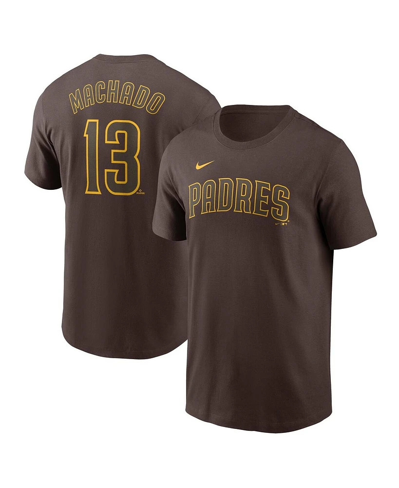 Nike Men's Manny Machado Brown San Diego Padres Fuse Name Number T-Shirt