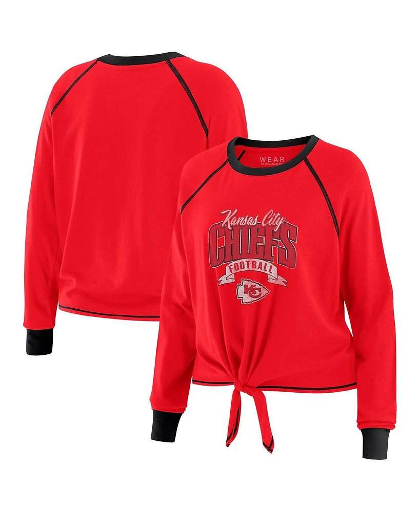 Wear by Erin Andrews Women's Red/Black Kansas City Chiefs Tie-Front Long Sleeve Top