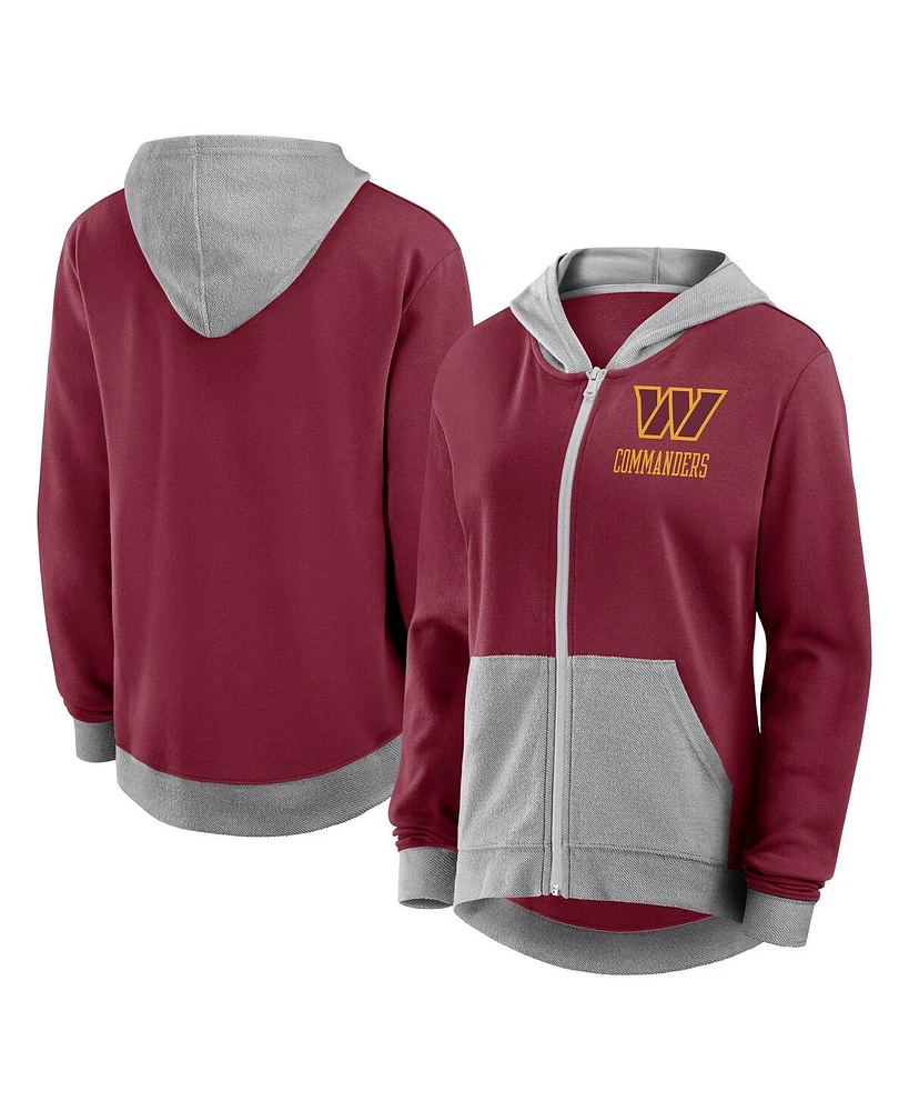 Logo Athletic Women's Burgundy Washington Commanders Hit It French Terry Full-Zip Hoodie