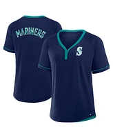 Fanatics Women's Navy Seattle Mariners League Diva Star Raglan V-Neck T-Shirt