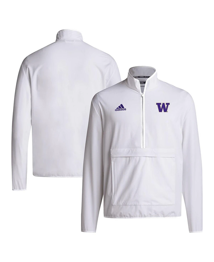 Adidas Men's White Washington Huskies 2024 Coaches Sideline Half-Zip Jacket