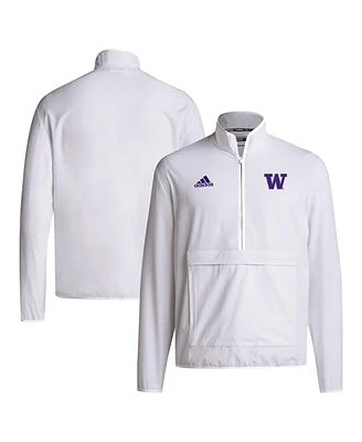 Adidas Men's White Washington Huskies 2024 Coaches Sideline Half-Zip Jacket