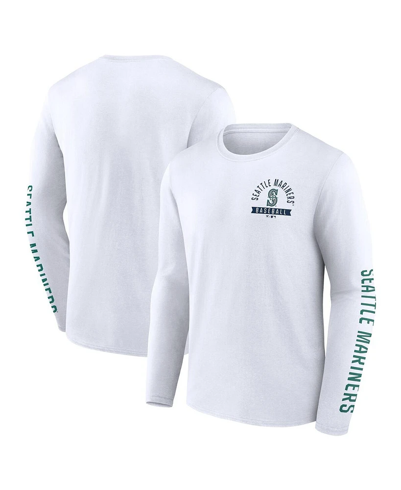 Fanatics Men's White Seattle Mariners Press Box Long Sleeve T-Shirt