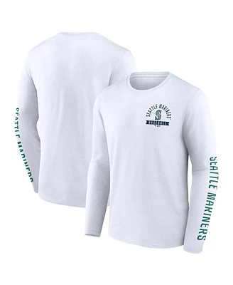 Fanatics Men's White Seattle Mariners Press Box Long Sleeve T-Shirt
