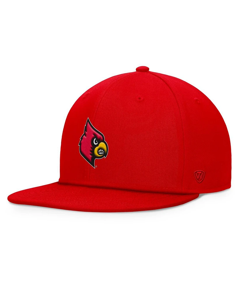 Top of the World Men's Red Louisville Cardinals Fundamental Snapback Hat