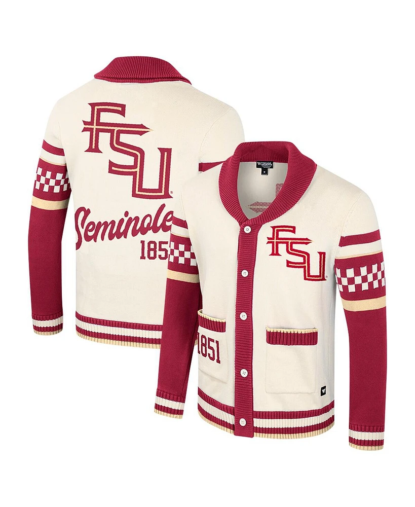 Colosseum Men's and Women's Cream Florida State Seminoles Wild Collective Button-Up Jacquard Sweater