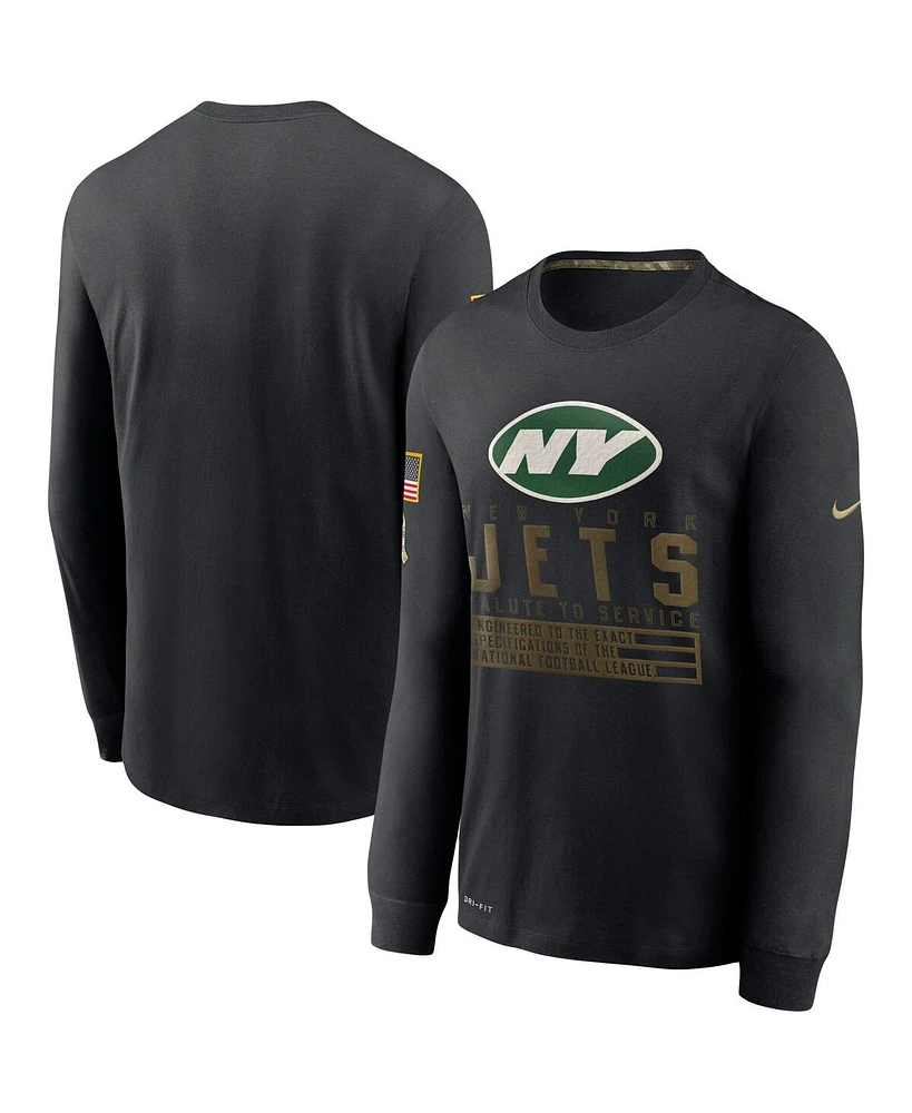 Nike Men's Black New York Jets Salute to Service Sideline Performance Long Sleeve T-Shirt