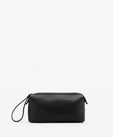 Mango Men's Contrast-Strap Pebbled Cosmetic Bag