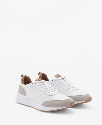 Mango Men's Leather Mixed Sneakers