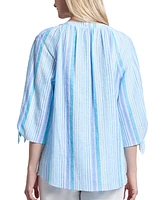 Jones New York Petite V-Neck Tied-Sleeve Top