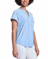 Jones New York Petite V-Neck Trimmed Top