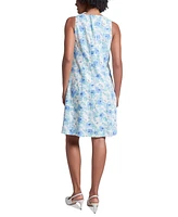 Jones New York Petite Linen-Blend Sleeveless Printed V-Neck Dress