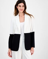 Tahari Asl Women's Color-Blocked One-Button Boyfriend Blazer
