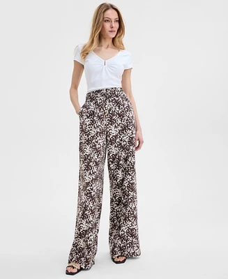 I.n.c. International Concepts Women's Printed Pull-On Wide-Leg Pants, Exclusively at Macy's