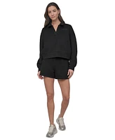 Dkny Sport Women's Varsity Embroidered Logo Smocked 4" Shorts