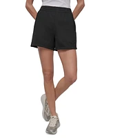 Dkny Sport Women's Varsity Embroidered Logo Smocked 4" Shorts