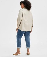 I.N.C. International Concepts Plus Size Embellished Button Top Slim Tech Rolled Cuff Boyfriend Jeans Exclusively At Macys