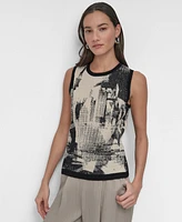 Dkny Women's Boucle Printed Tank Top