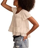 Lucky Brand Women's Smocked Ruffle-Hem Top
