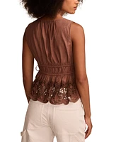 Lucky Brand Women's Sleeveless Ruched Side-Tie Top